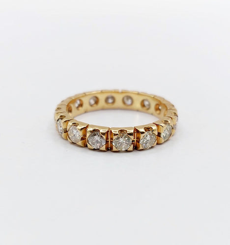Bague 53 Alliance américaine en or 18k avec diamants, vers 1950 58 Facettes A08019