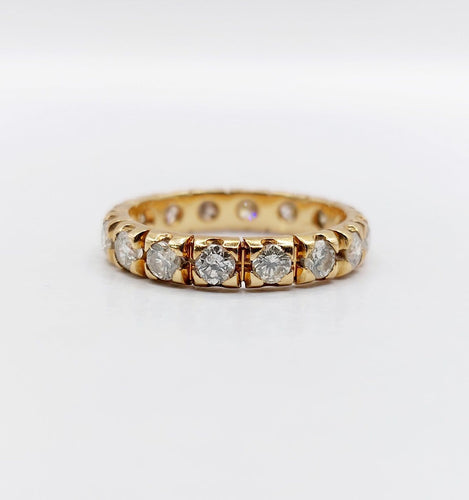 Bague 53 Alliance américaine en or 18k avec diamants, vers 1950 58 Facettes A08019