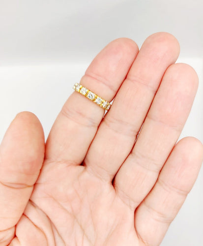 Bague 53 Alliance américaine en or 18k avec diamants, vers 1950 58 Facettes A08019