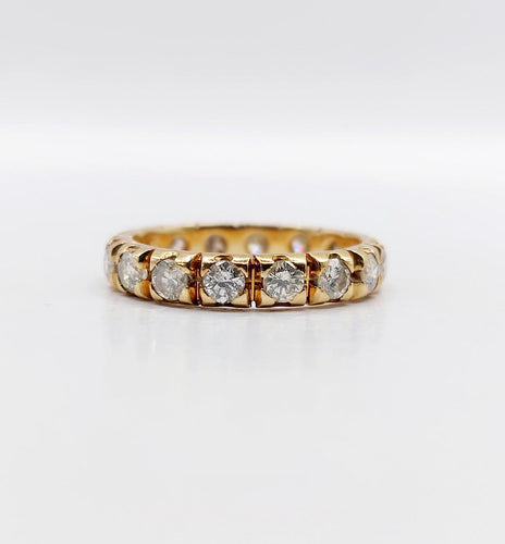 Bague 53 Alliance américaine en or 18k avec diamants, vers 1950 58 Facettes A08019