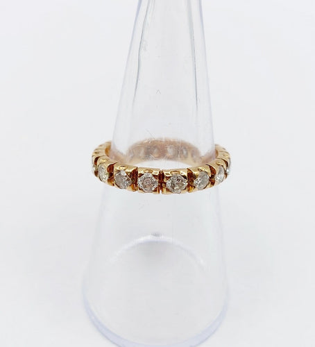Bague 53 Alliance américaine en or 18k avec diamants, vers 1950 58 Facettes A08019