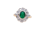 Marguerite - Bague en or jaune et or blanc 18 carats, émeraude et diamants