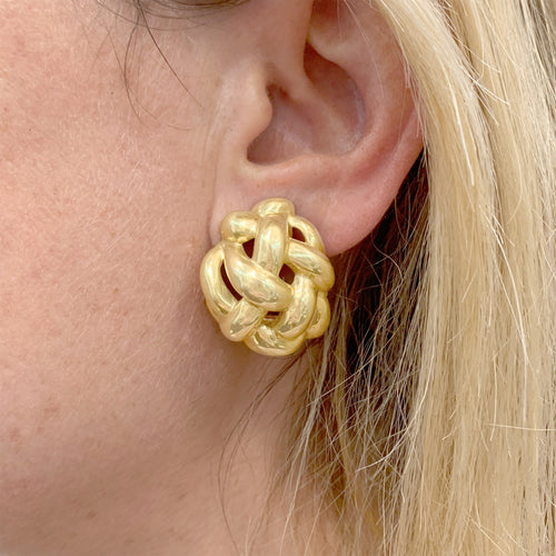 Boucles d'oreilles Clips d’oreilles tressés en or jaune 750/000 58 Facettes 36088