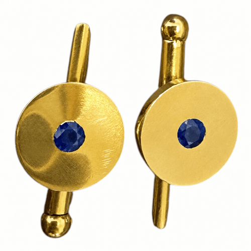 Cartier - Boutons de col en or jaune 18 carats et saphirs bleus 58 Facettes B26386
