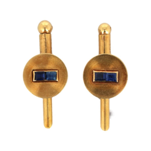 Cartier - Boutons de col en or jaune 18 carats avec saphirs 58 Facettes B2434