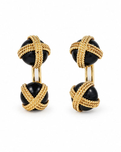 Boutons de manchette Van Cleef & Arpels - Boutons de manchette en or jaune 18 carats et onyx 58 Facettes B26288