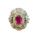Bague 57 Pompadour - Bague en or blanc et or jaune 18 carats, rubis et diamants 58 Facettes vlqnlqq