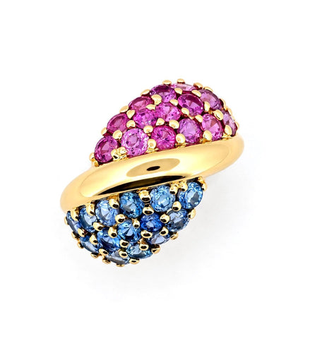 Bague 55 Bague en or jaune 18 carats avec saphirs bleus et roses 58 Facettes 91083