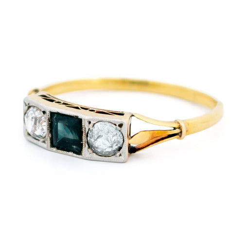 Bague 53 Bague Art déco en or jaune et blanc 14k, saphirs et diamants 58 Facettes D351F4A3CF4043F2B2AAD0EB0A6A2763