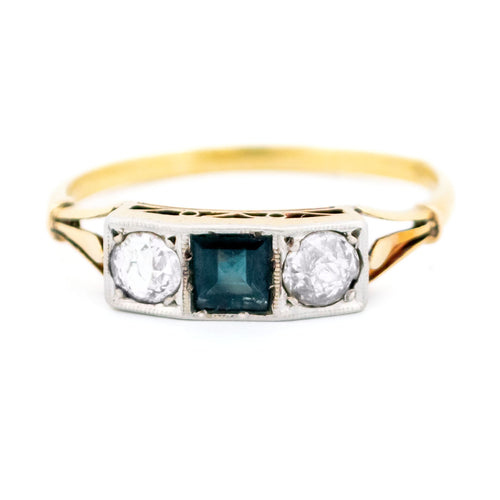 Bague 53 Bague Art déco en or jaune et blanc 14k, saphirs et diamants 58 Facettes D351F4A3CF4043F2B2AAD0EB0A6A2763