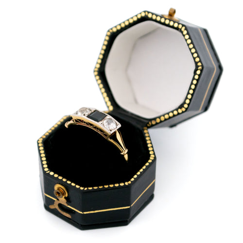 Bague 53 Bague Art déco en or jaune et blanc 14k, saphirs et diamants 58 Facettes D351F4A3CF4043F2B2AAD0EB0A6A2763
