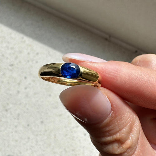Bague 53 Single Tulip - Bague en or 18k avec saphir bleu taille ovale 58 Facettes GBR1225BL_20261020