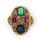 Bague 53 Bague ancienne en or jaune 750, diamants, saphir, rubis et émeraude 58 Facettes 149070238