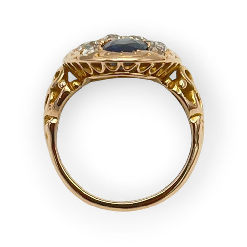 Bague 53 Bague ancienne en or jaune 750, diamants, saphir, rubis et émeraude 58 Facettes 149070238