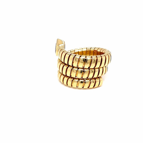 Bague 52 Bulgari Serpenti Tubogas - Bague vintage à trois rangs en or jaune 18k avec rubis 58 Facettes