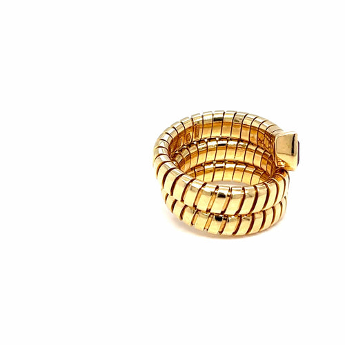 Bague 52 Bulgari Serpenti Tubogas - Bague vintage à trois rangs en or jaune 18k avec rubis 58 Facettes