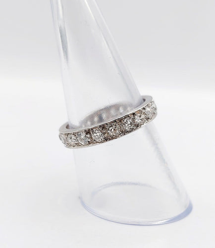 Bague 55.5 Alliance américaine Art déco en platine, 2 carats de diamants taille ancienne 58 Facettes A08020
