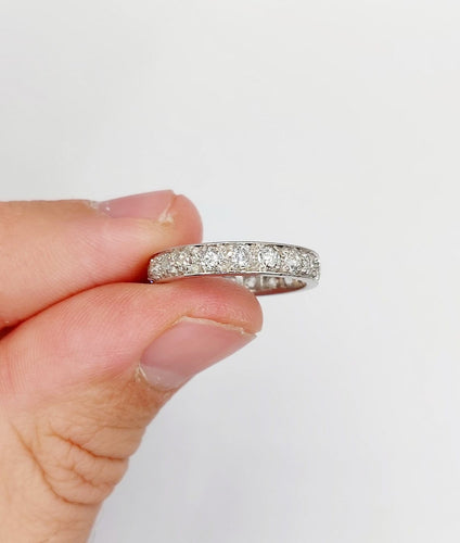 Bague 55.5 Alliance américaine Art déco en platine, 2 carats de diamants taille ancienne 58 Facettes A08020