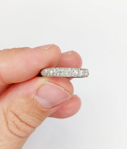 Bague 55.5 Alliance américaine Art déco en platine, 2 carats de diamants taille ancienne 58 Facettes A08020