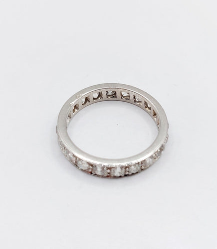Bague 55.5 Alliance américaine Art déco en platine, 2 carats de diamants taille ancienne 58 Facettes A08020