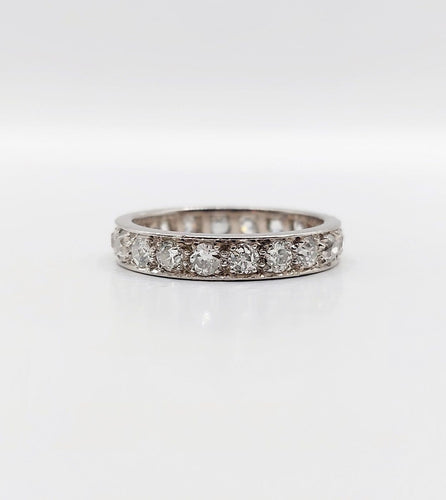 Bague 55.5 Alliance américaine Art déco en platine, 2 carats de diamants taille ancienne 58 Facettes A08020