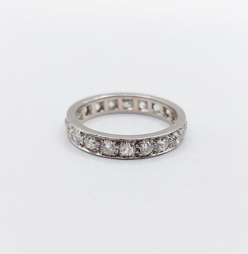 Bague 55.5 Alliance américaine Art déco en platine, 2 carats de diamants taille ancienne 58 Facettes A08020