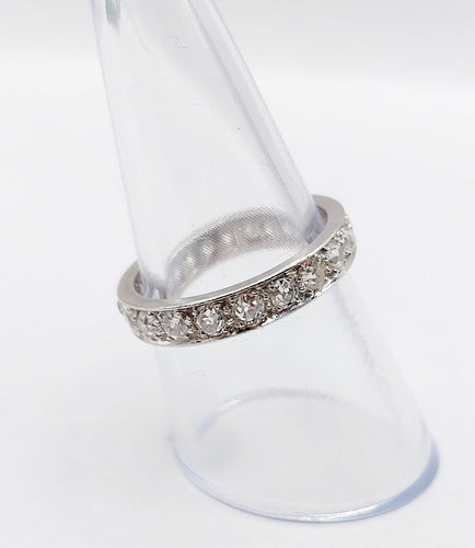 Bague 55.5 Alliance américaine Art déco en platine, 2 carats de diamants taille ancienne 58 Facettes A08020