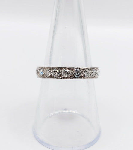 Bague 55.5 Alliance américaine Art déco en platine, 2 carats de diamants taille ancienne 58 Facettes A08020