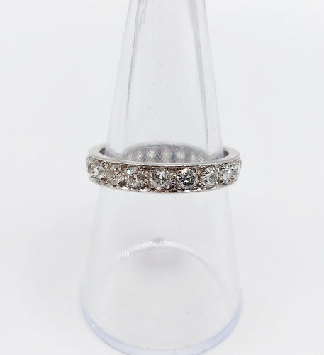 Bague 55.5 Alliance américaine Art déco en platine, 2 carats de diamants taille ancienne 58 Facettes A08020
