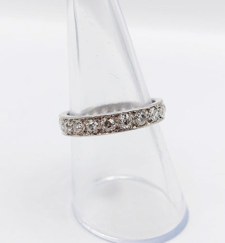 Bague 55.5 Alliance américaine Art déco en platine, 2 carats de diamants taille ancienne 58 Facettes A08020