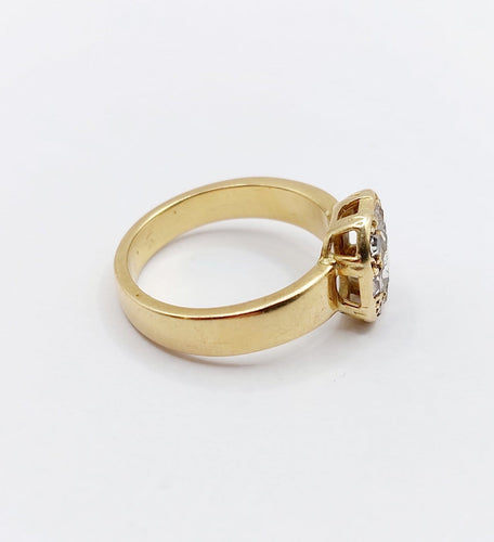 Bague 56 Bague chevalière ancienne en or 18k et diamants taille table, vers 1890 58 Facettes A08021