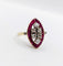 Bague 56 Bague marquise Art déco en or 18k, diamants taille ancienne et rubis calibrés 58 Facettes A08023