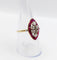 Bague 56 Bague marquise Art déco en or 18k, diamants taille ancienne et rubis calibrés 58 Facettes A08023