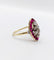 Bague 56 Bague marquise Art déco en or 18k, diamants taille ancienne et rubis calibrés 58 Facettes A08023