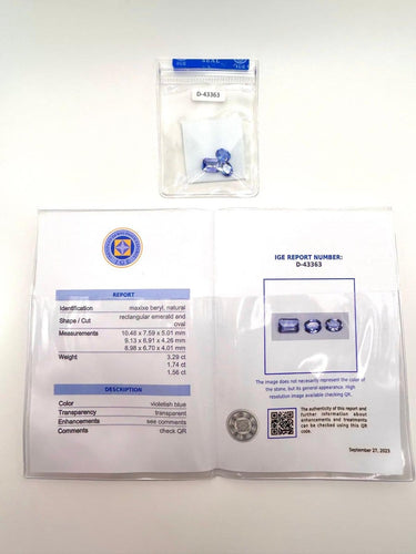 Pendentif Lot de 3 béryls Maxixe naturels – 6,59 ct, certificat IGE 58 Facettes maxixe beryl natural