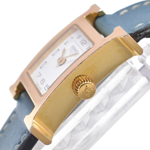 Montre Hermès - Montre Heure H à quartz, métal plaqué or et cuir 58 Facettes aryy9ioj54