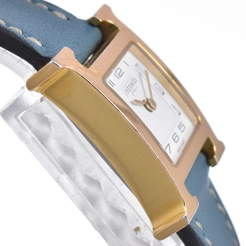 Montre Hermès - Montre Heure H à quartz, métal plaqué or et cuir 58 Facettes aryy9ioj54