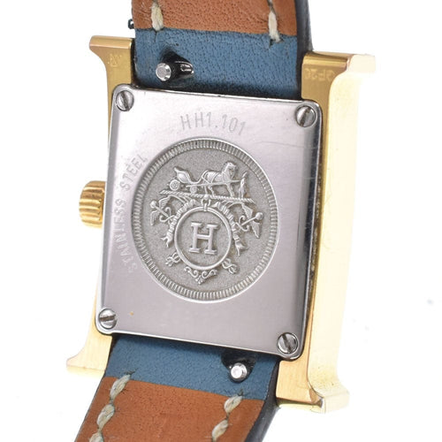 Montre Hermès - Montre Heure H à quartz, métal plaqué or et cuir 58 Facettes aryy9ioj54