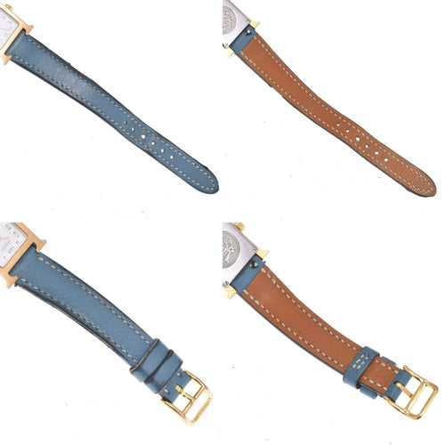 Montre Hermès - Montre Heure H à quartz, métal plaqué or et cuir 58 Facettes aryy9ioj54