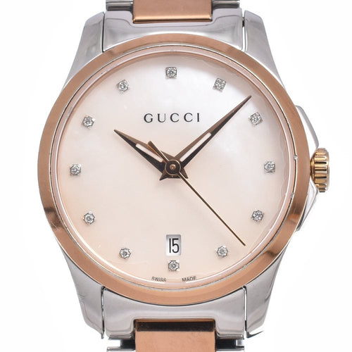 Montre Gucci - Montre G-Timeless à quartz en acier inoxydable, index diamantés et nacre 58 Facettes rtt8w0dtk5