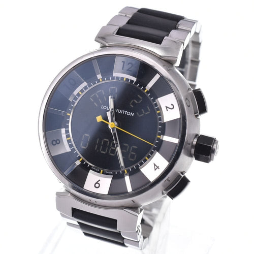 Montre Louis Vuitton - Montre Tambour quartz en acier inoxydable et caoutchouc Monogram 58 Facettes m8hpffqded