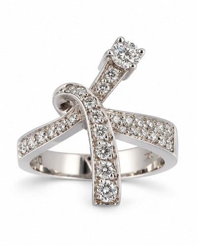 Bague 54 Alain Roure - Bague « Boucle stylisée » en or gris et diamants 58 Facettes B26352