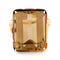 Bague 53.8 Bague solitaire en quartz fumé et or jaune 14k, période Rétro 58 Facettes D2A6FAA6012147A591F5DDFC243E260F