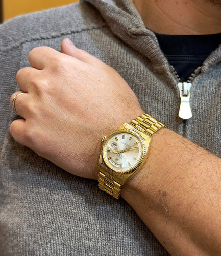Montre Rolex - Montre Day-Date 36 mm en or jaune 18 carats, cadran au tritium 58 Facettes Rdd