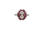 Bague de style Art déco en platine, diamants et rubis