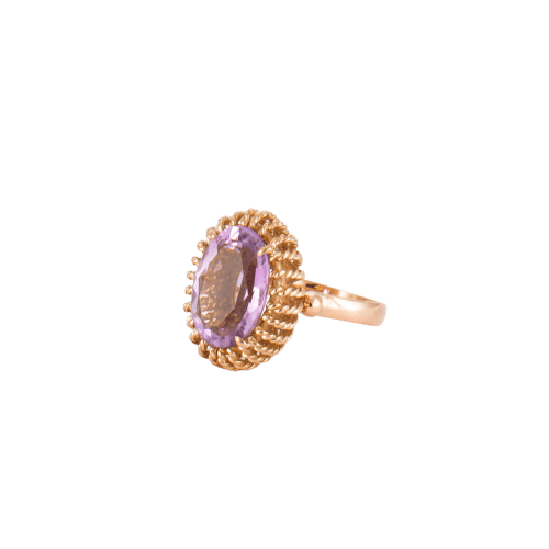 Bague 54 Bague en or jaune 750/1000 avec améthyste 58 Facettes Bague