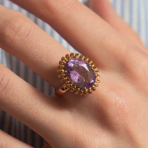 Bague 54 Bague en or jaune 750/1000 avec améthyste 58 Facettes Bague