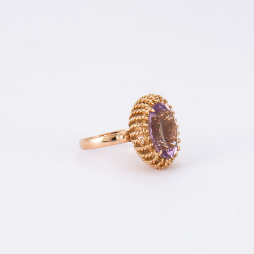Bague 54 Bague en or jaune 750/1000 avec améthyste 58 Facettes Bague