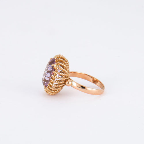 Bague 54 Bague en or jaune 750/1000 avec améthyste 58 Facettes Bague