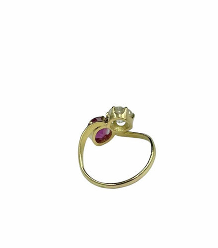 Bague 55 Bague toi & moi en or 750, diamant et rubis 58 Facettes Bague
